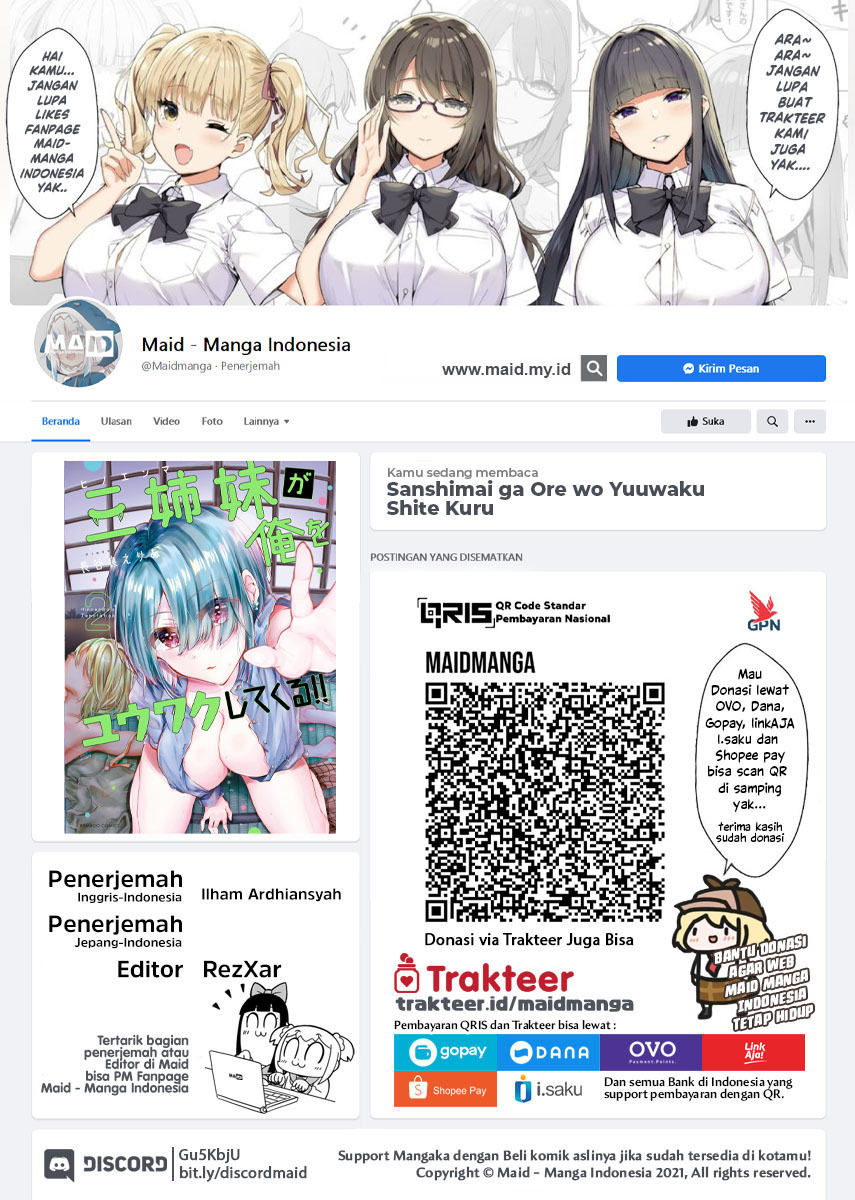 Sanshimai ga Ore wo Yuuwaku Shite Kuru Chapter 06 Bahasa Indonesia